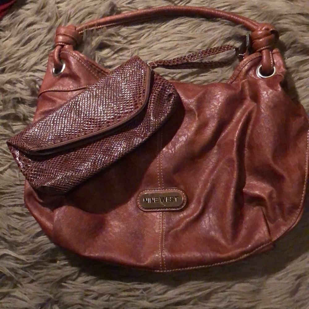 Nine West bag and faux snakeskin clutch